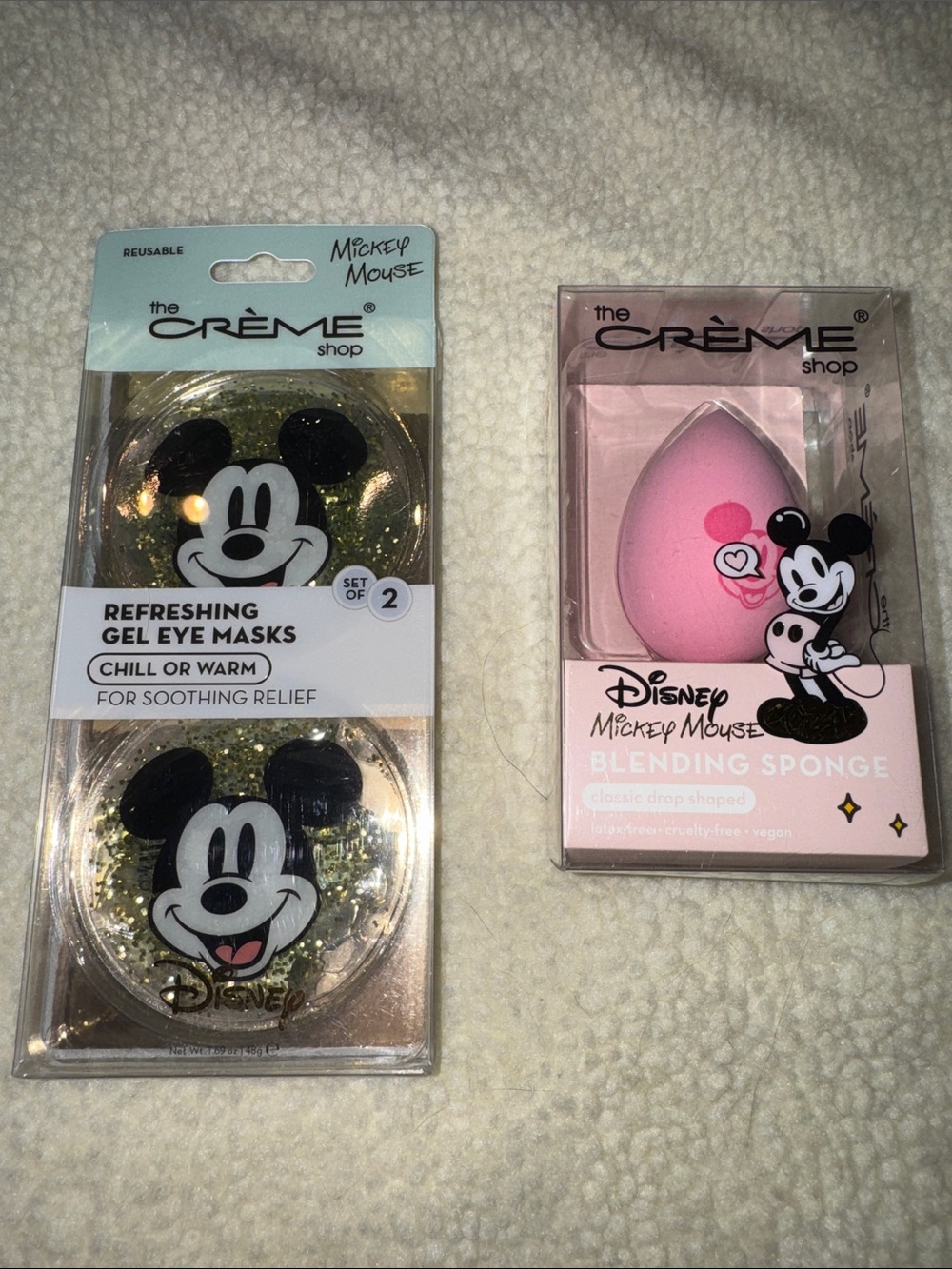 Disney Mickey Mouse Refreshing Gel Masks & Pink Blending Sponge, Bundle New